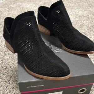 Vince Camuto Black suede Perforated Ankle Booties